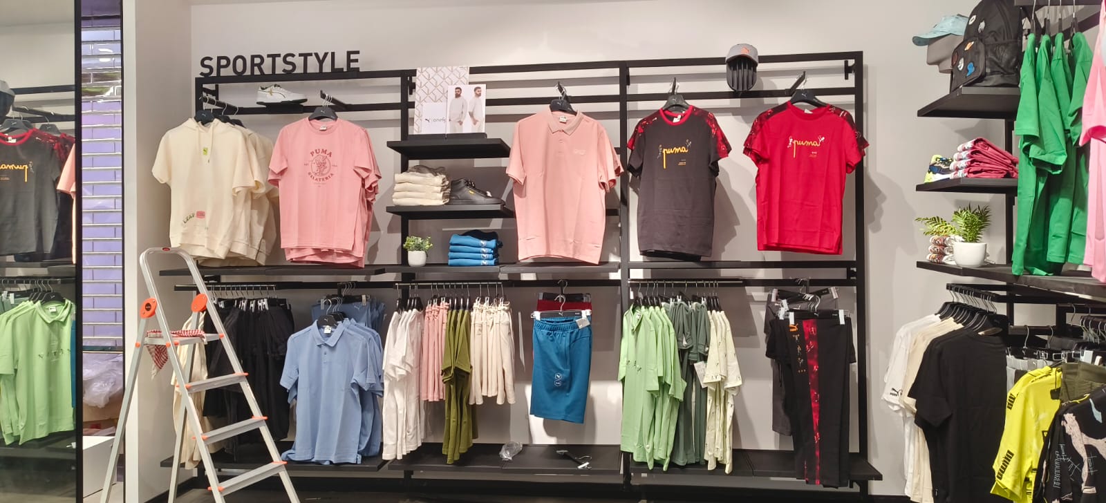 Retail interior with illuminated shelving
